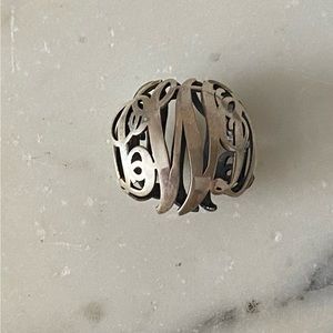 Vintage 925 sterling silver scroll letters monogram pendant charm